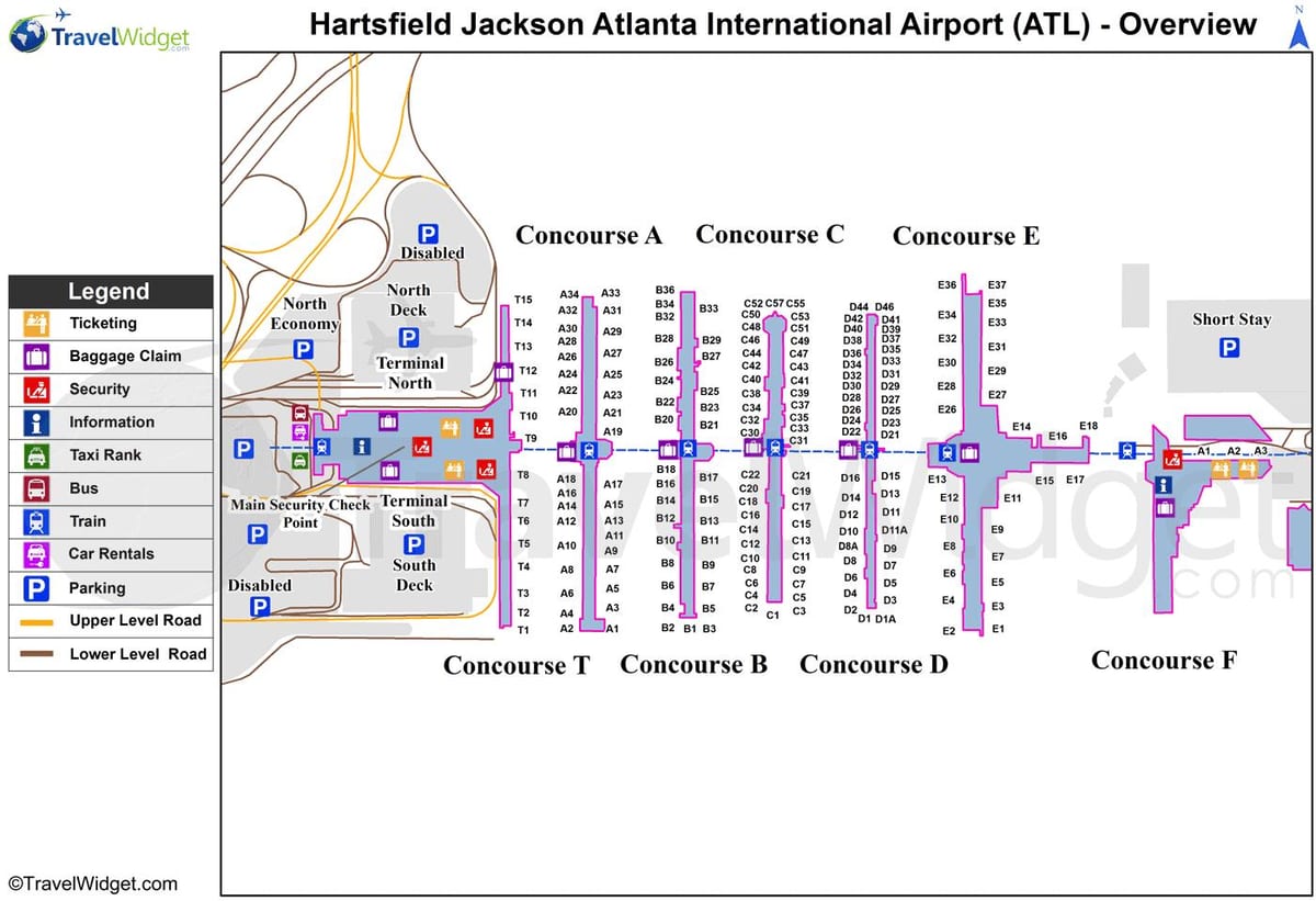 რუკა Hartsfield-Jackson ატლანტის საერთაშორისო აეროპორტში
