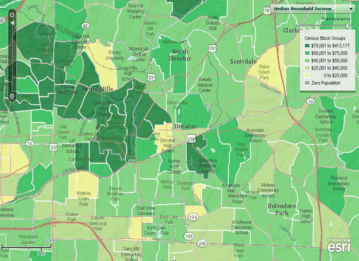 დემოგრაფიული რუკა Atlanta
