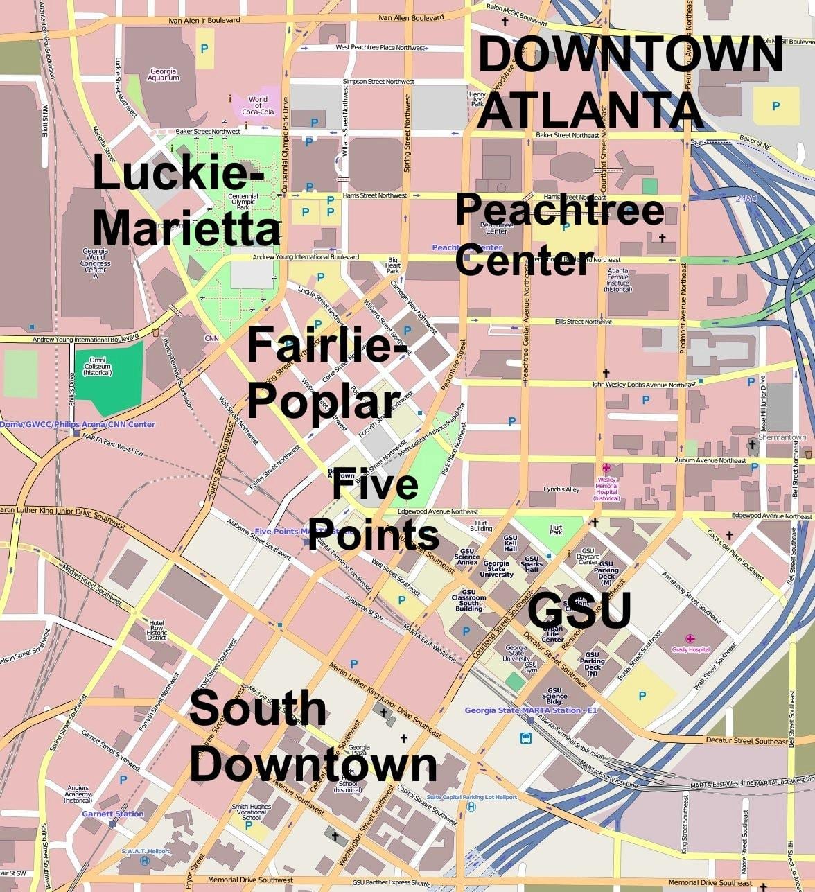 რუკა ცენტრში Atlanta