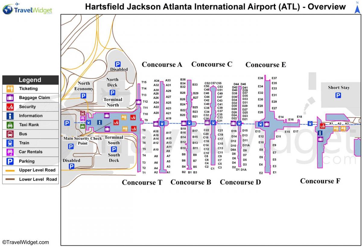 რუკა Hartsfield-Jackson აეროპორტში