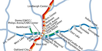 რუკა მეტრო Atlanta